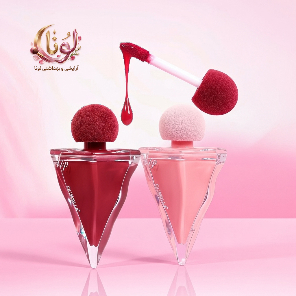 رژ لب و لیپ گلاس حجم دهنده الماسی اولی بولا (Olibolla) با اپلیکاتور اسفنجی
